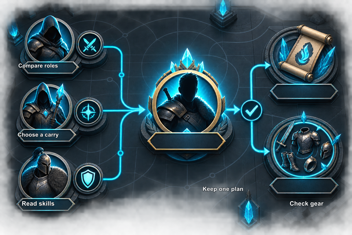 RAID: Shadow Legends starter champions guide for a focused roster infographic visual
