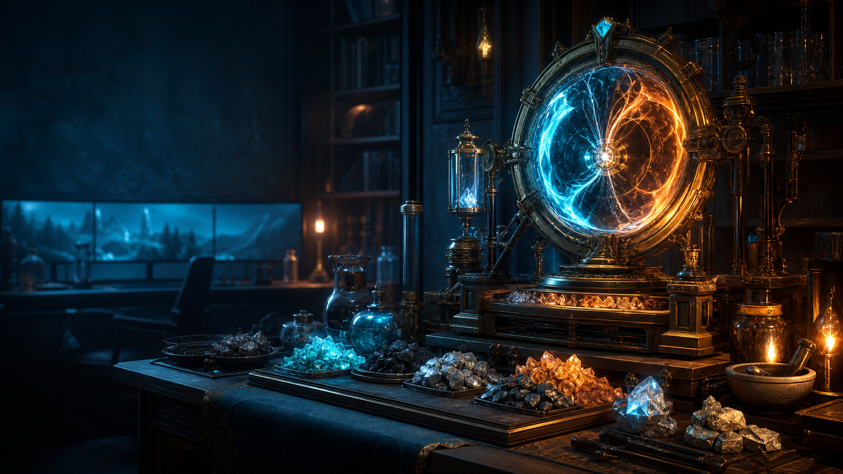 Fantasy resource device displayed on a gaming PC